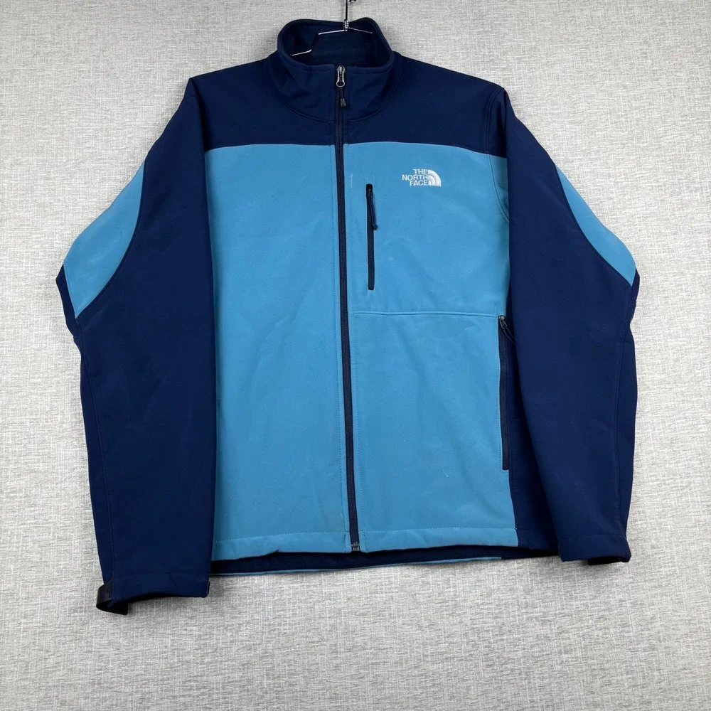 The North Face Mens Apex Bionic Softshell Jacket Blue Full Zip Windbreaker L